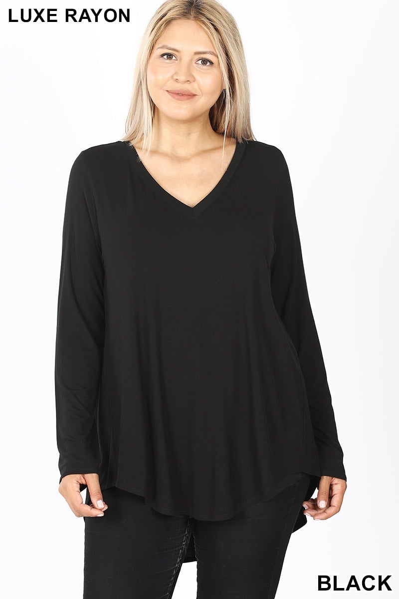 Luxe V-Neck Long-Sleeve T-Shirt for Women